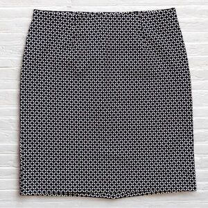 J.Jill Ponte Pencil Skirt Geometric Print Women’s S Small Petite Black & White